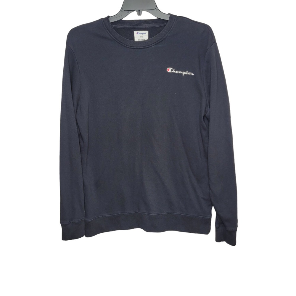 Champion Lightweight Sweatshirt Crewneck Mens Size Large Stitched Logo Navy Blue